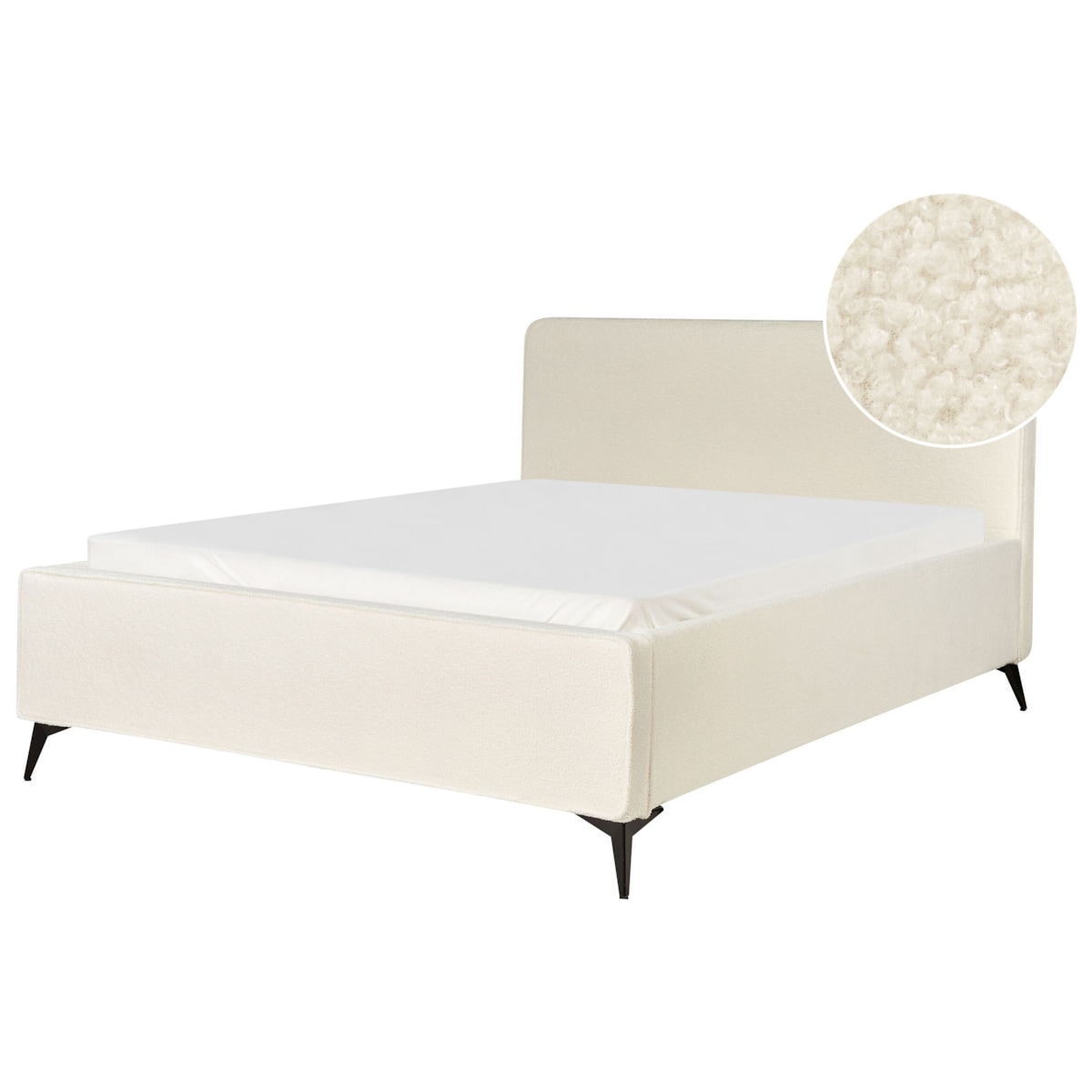 Łóżko Boucle VALOGNES 160 x 200 cm Jasnobeżowy