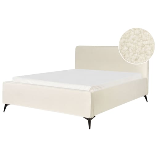 Łóżko Boucle VALOGNES 160 x 200 cm Jasnobeżowy