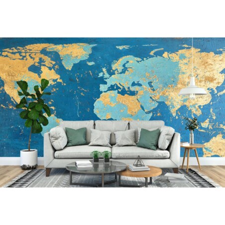 Fototapeta Artystyczna_Mapa_Swiata Do Sypialni Salonu Ścienna 368X254
