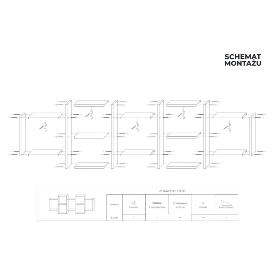 Półka ALESIA 4 szara
