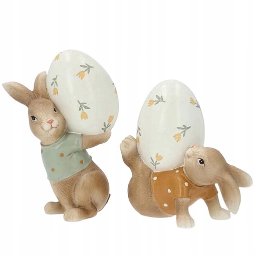 ZAJĄC FIGURKA WIELKANOCNA JAJKO 2szt ZAJĄCZEK KRÓLIK JAJO PREZENT OZDOBA