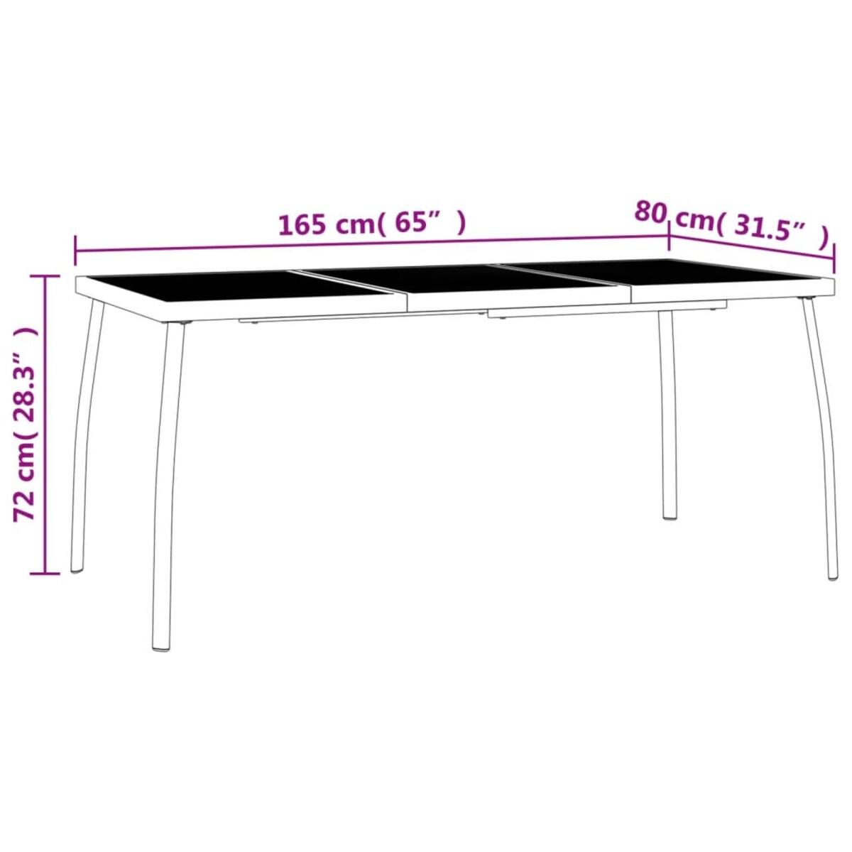 vidaXL Stolik ogrodowy, antracytowy, 165x80x72 cm, stalowa siatka