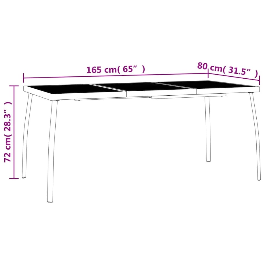 vidaXL Stolik ogrodowy, antracytowy, 165x80x72 cm, stalowa siatka