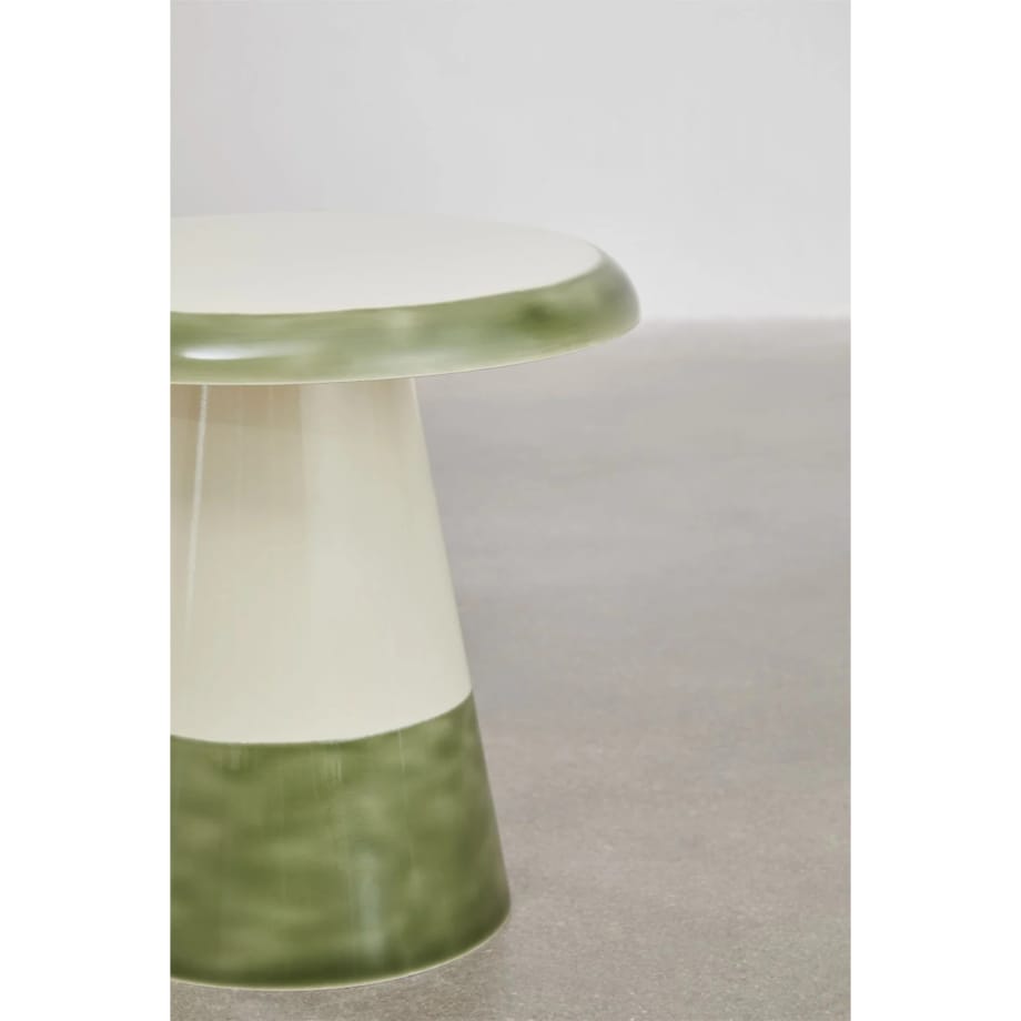 Stolik pomocniczy metalowy biało-zielony, Marcela, Ø40 cm