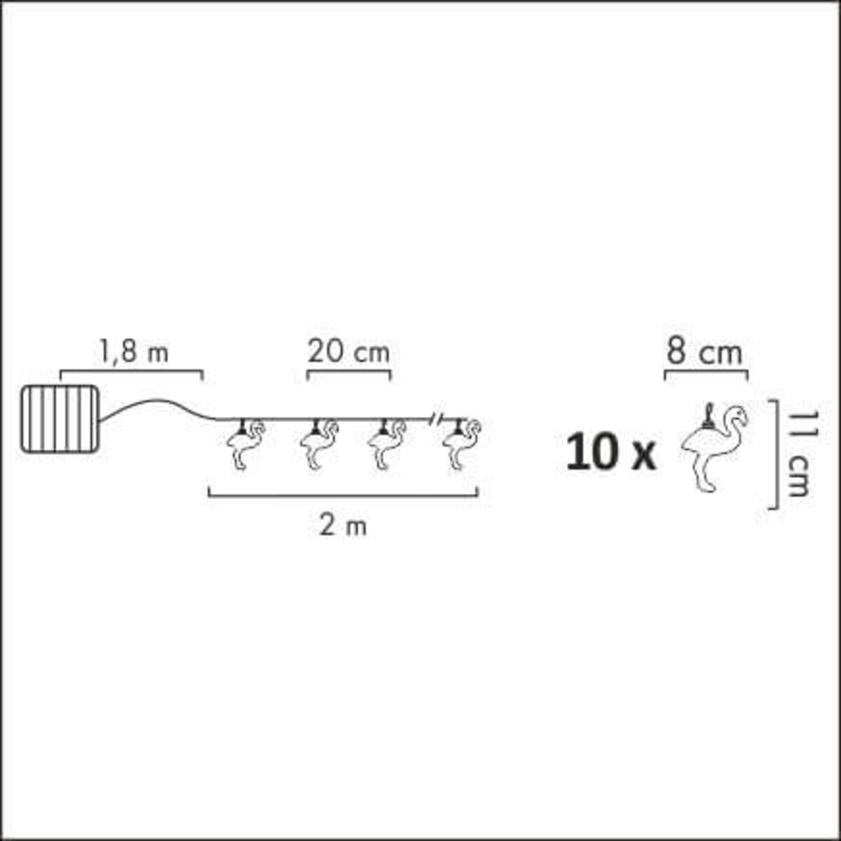 Dekoracyjna girlanda solarna różowe flamingi 10 LED 6m IP44 zimna