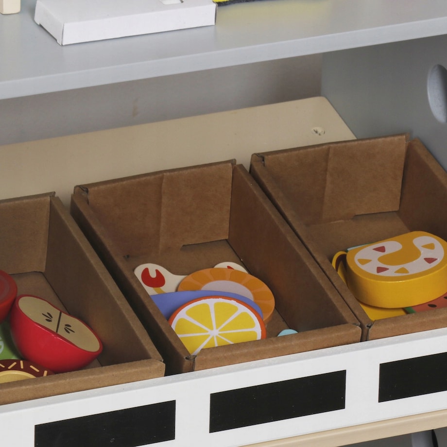 Duży drewniany sklep dla dzieci stragan z akcesoriami do zabawy - warzywniak supermarket XXL