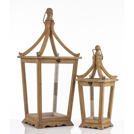 Lampion 2 szt. drewniany 74x28x28 cm i 52x18x18 cm BOSK