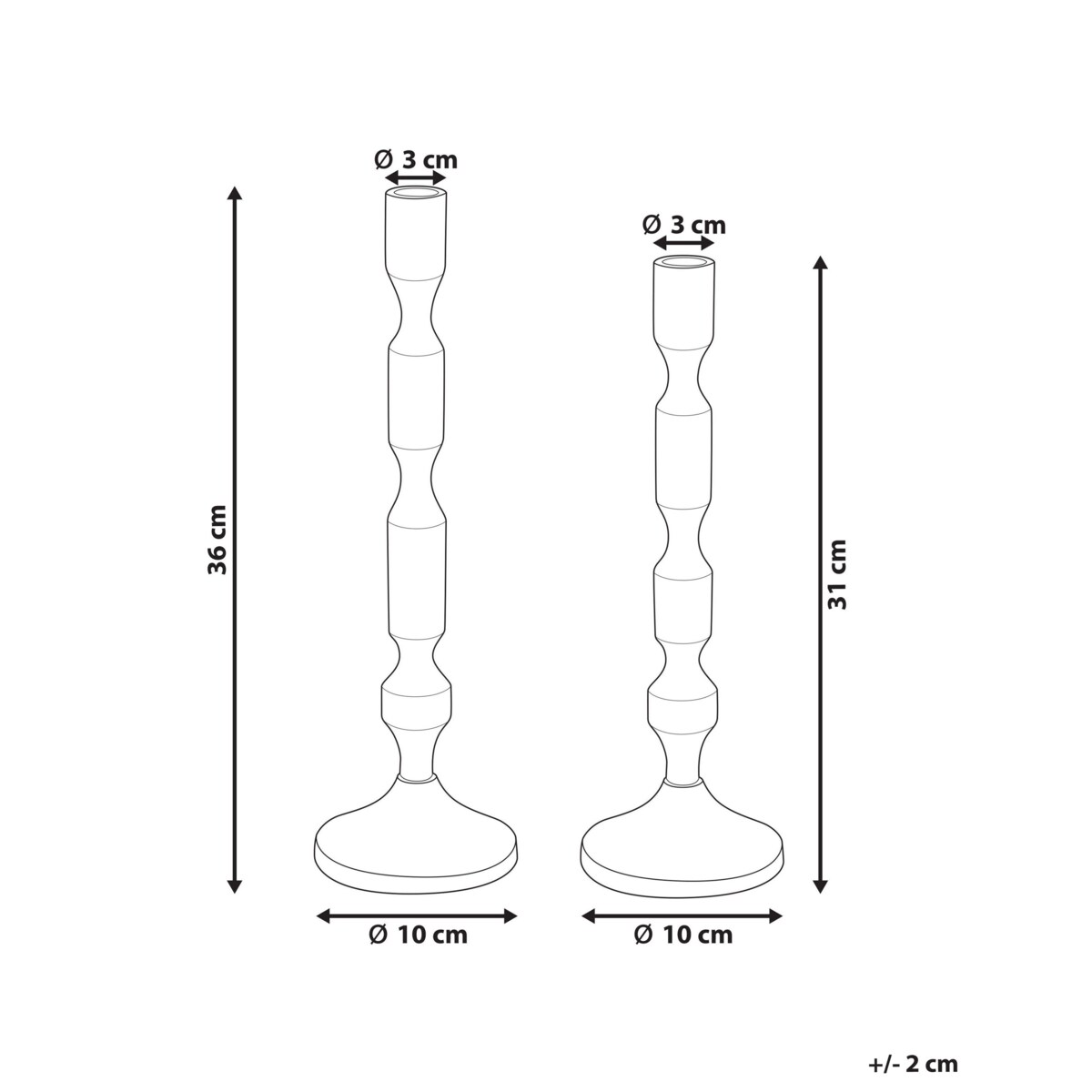 Zestaw 2 świeczników metalowy złoty DIKIRNIS