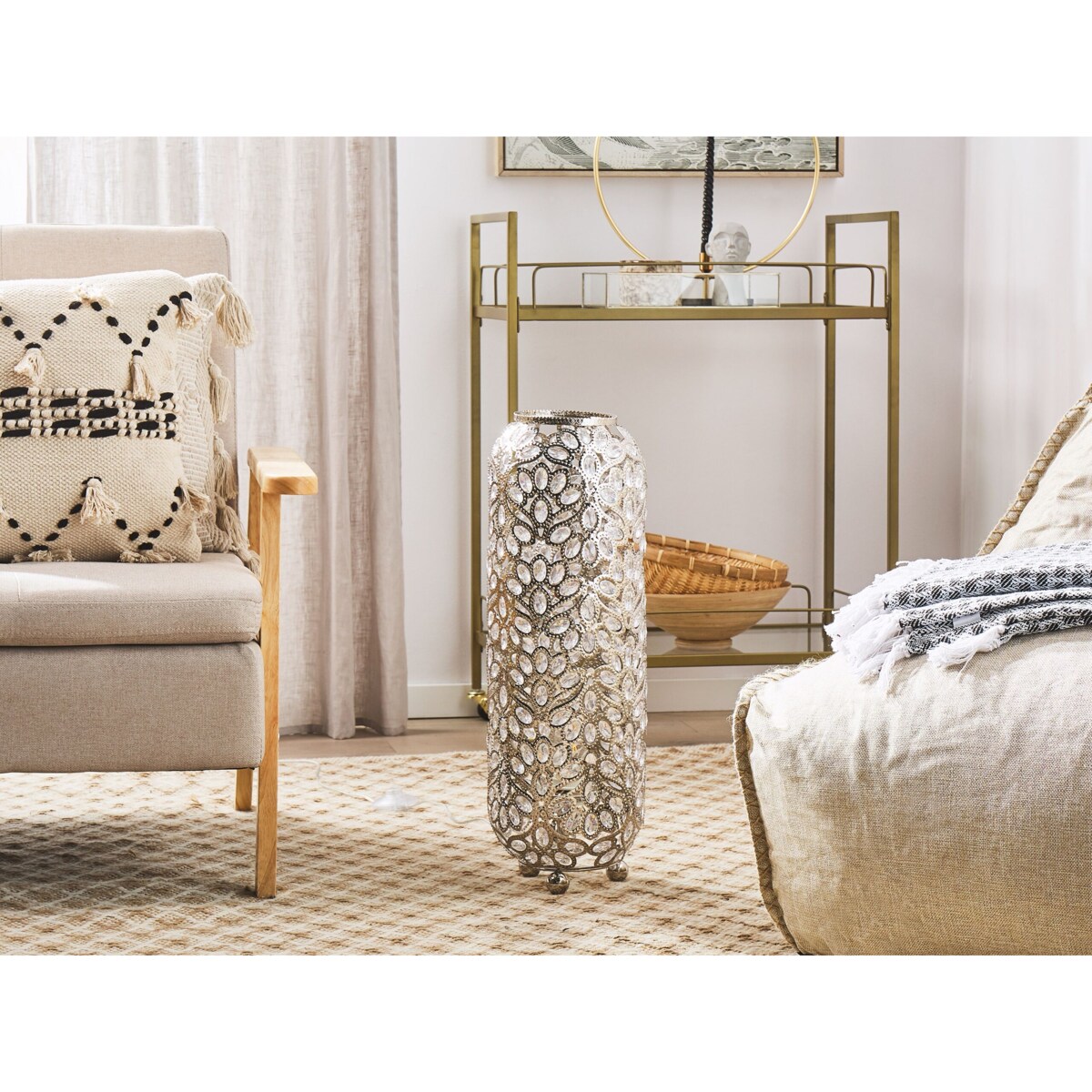 Lampa podłogowa metalowa srebrna VOLTA