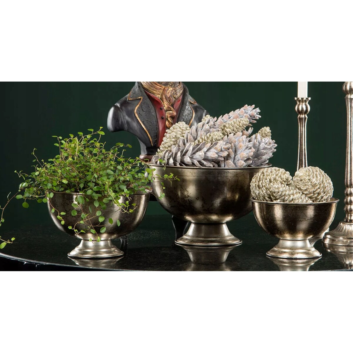 OSŁONKA NA DONICZKĘ METALOWA SREBRNA NA BONSAI BALKON TARAS DO DOMU 3 szt