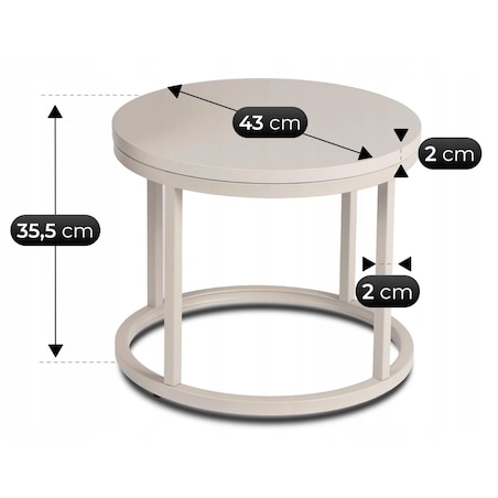 Zestaw 2 stolików kawowych okrągłych kaszmir do salonu Ø53/Ø43 cm NELLY