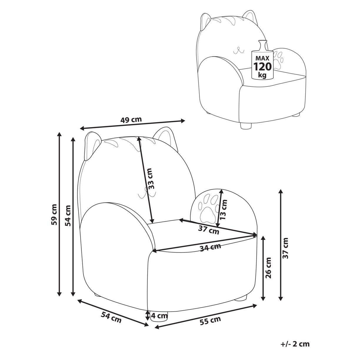 Fotel dziecięcy boucle kot beżowy ZOAR