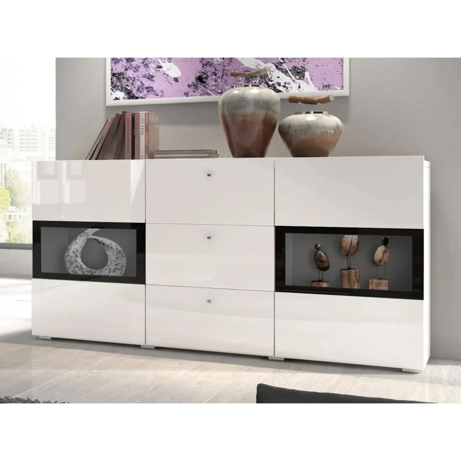 Komoda BAROS 2D3S 132 biała połysk