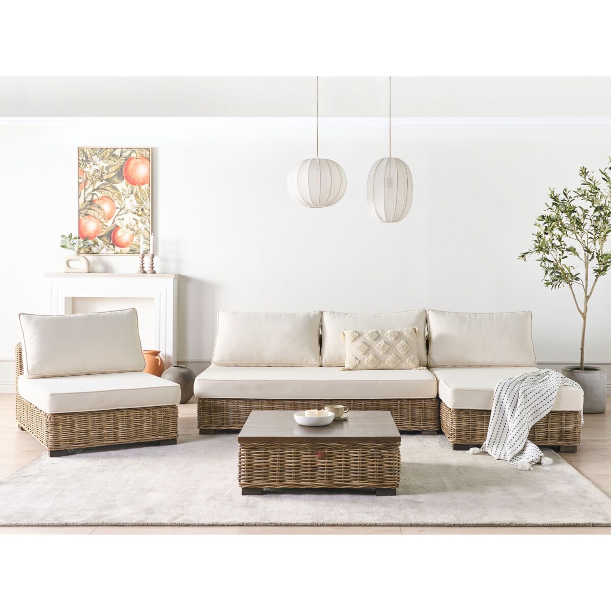 Zestaw wypoczynkowy ogrodowy VARALLO Rattan Szary