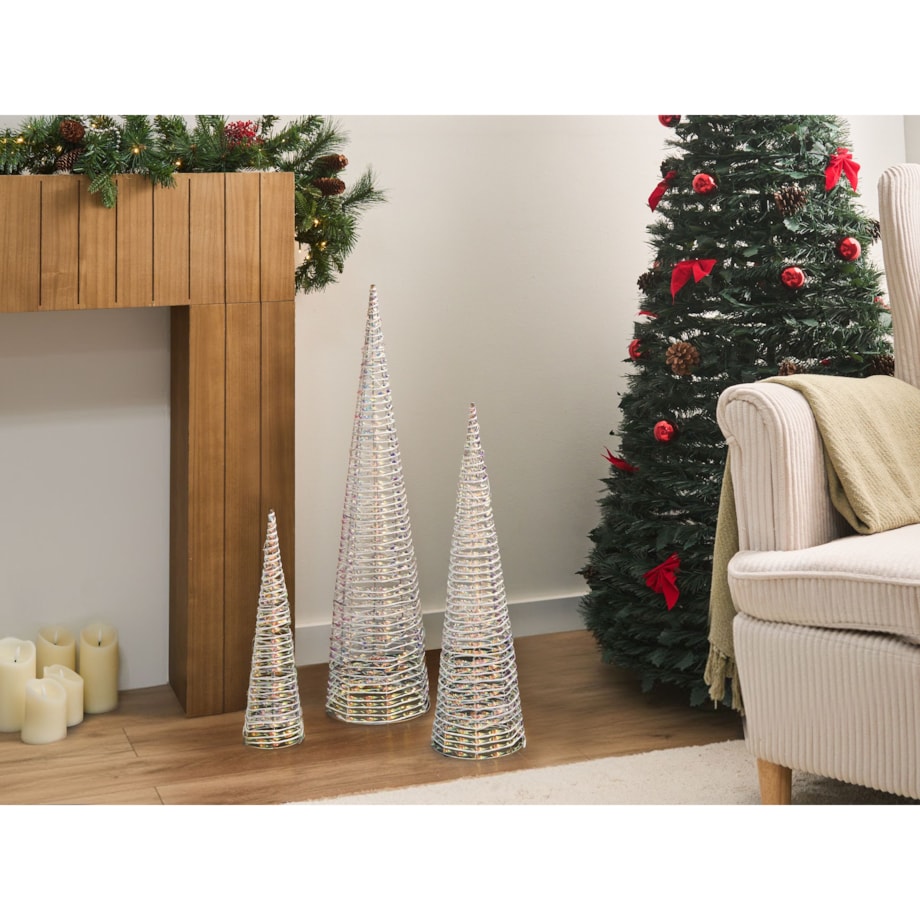 Zestaw 3 dekoracji świątecznych LED SONDER Choinka 40/60/80 cm Biały