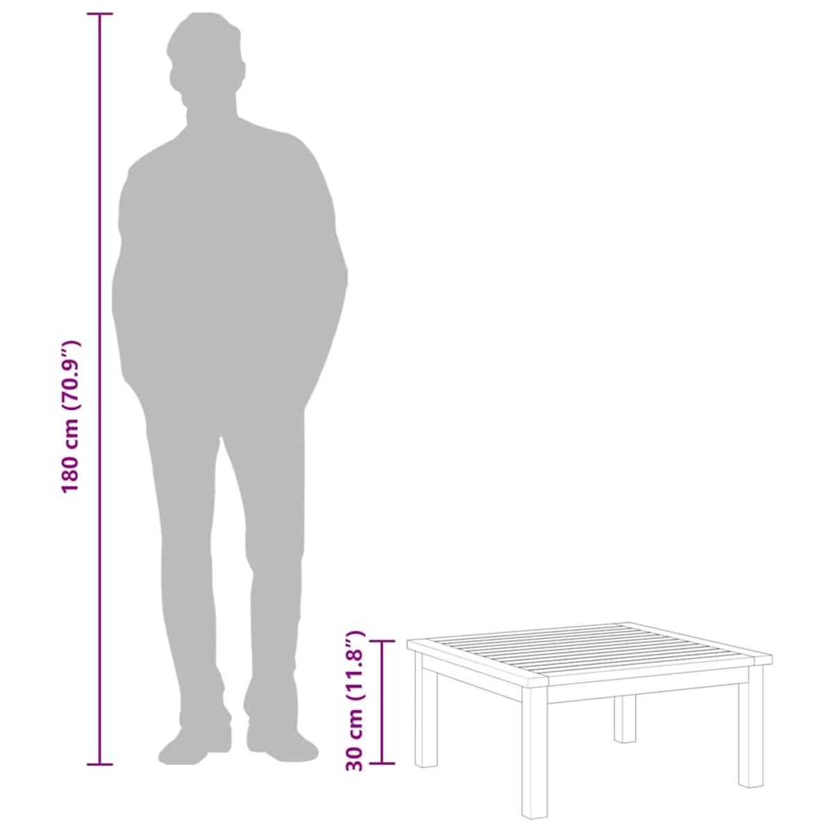 vidaXL Stół ogrodowy, 63x63x30 cm, lite drewno akacjowe