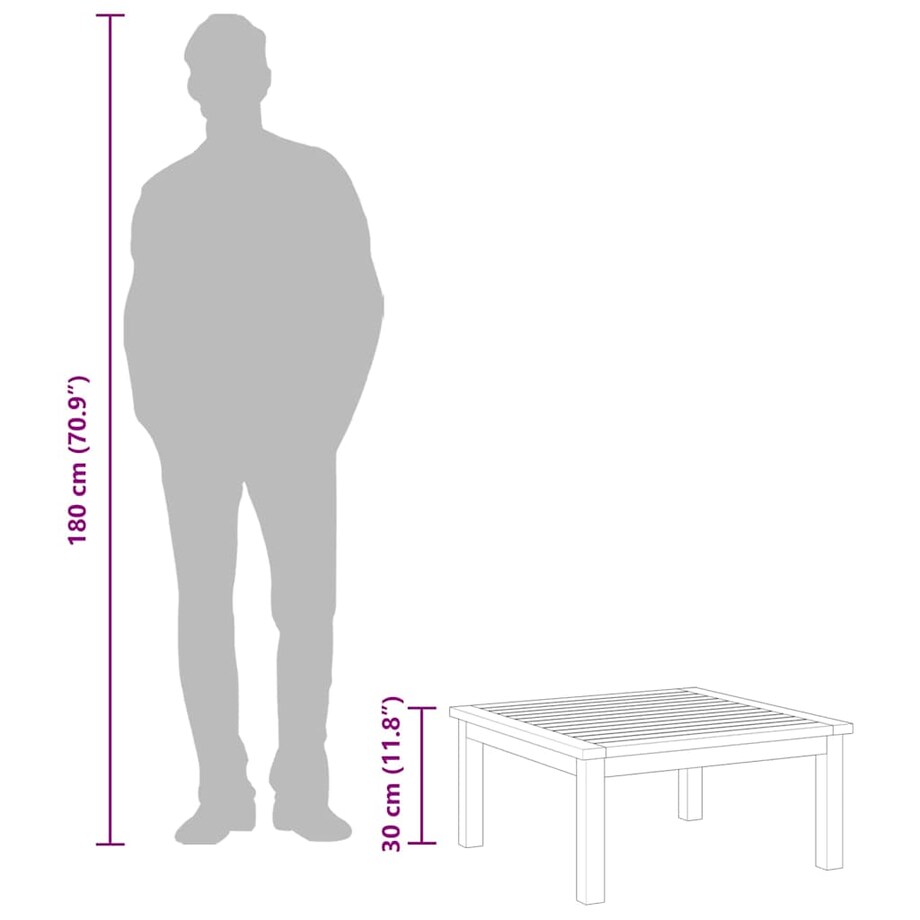 vidaXL Stół ogrodowy, 63x63x30 cm, lite drewno akacjowe