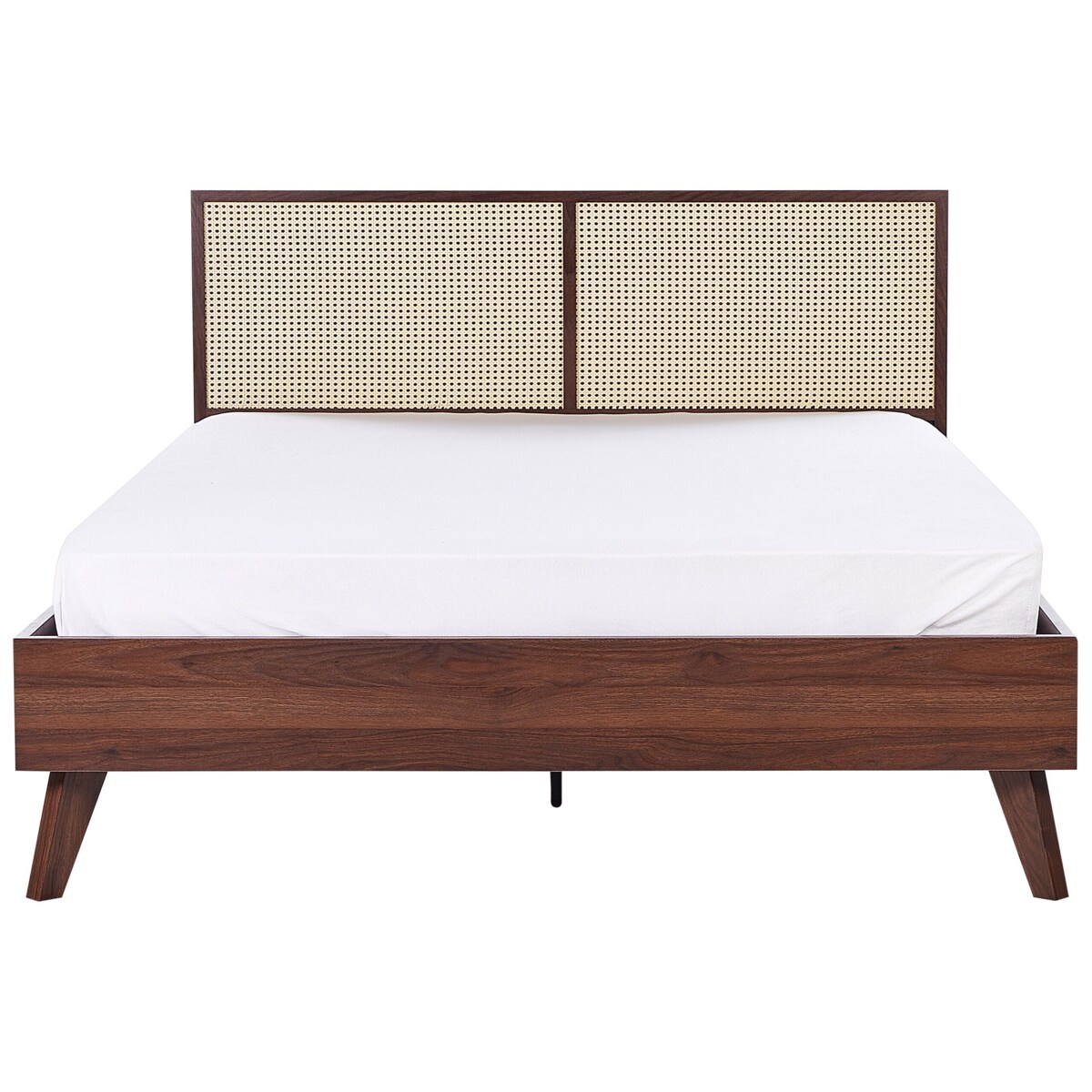 Łóżko rattanowe 160 x 200 cm ciemne drewno MONPAZIER