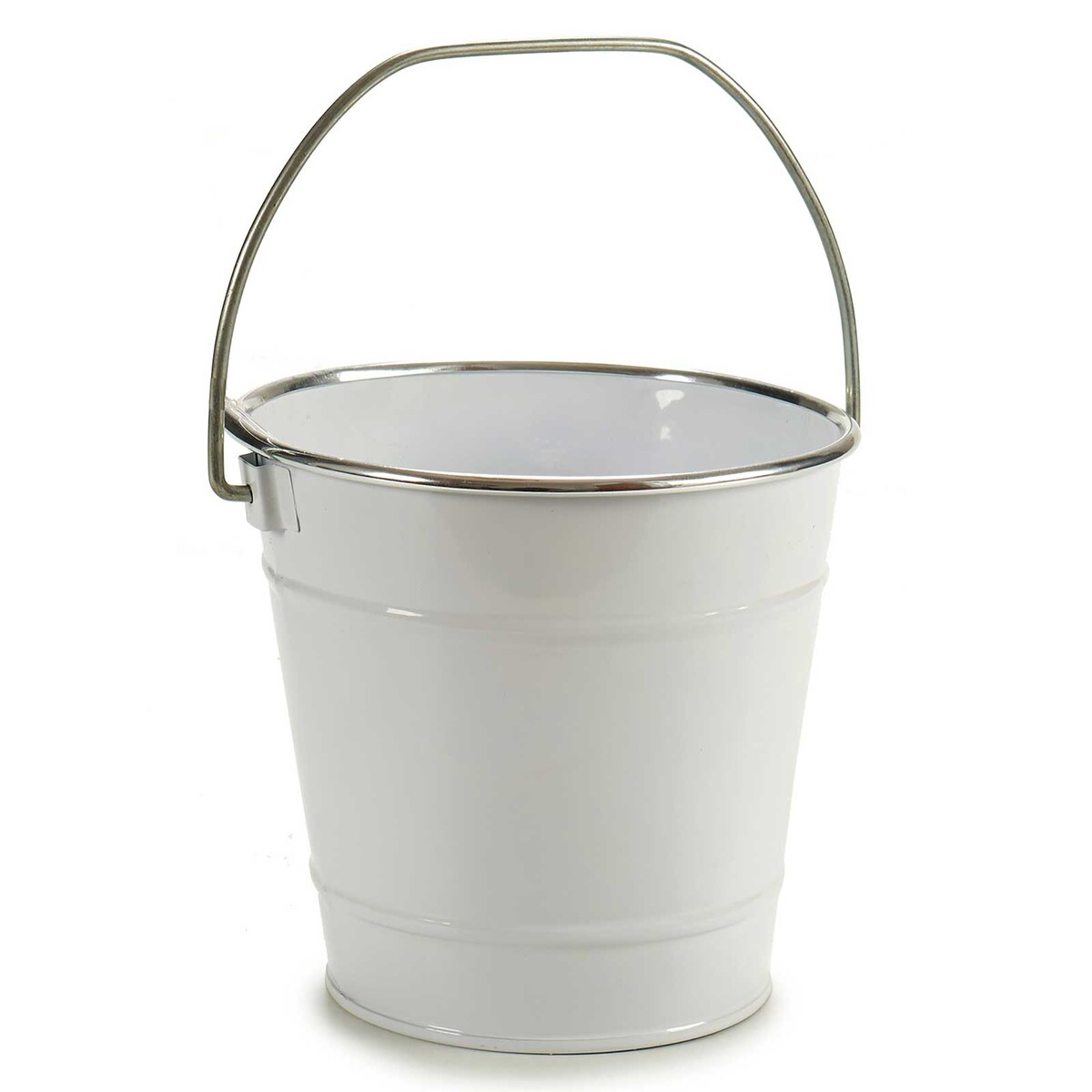 Osłonka na doniczkę typu wiaderko, cynkowa, biała, Ø 16 cm