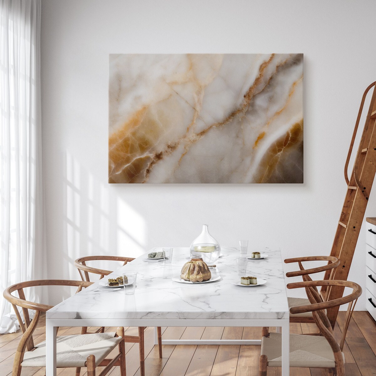 OBRAZ DO SYPIALNI BEŻOWY MARMUR STYL GLAMOUR ABSTRAKCJA 120x80cm