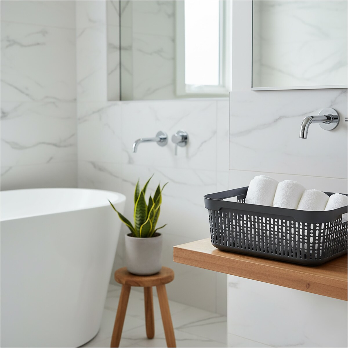 Koszyk Koszyczek Ażurowy XL Plastikowy Na Kosmetyki Do Łazienki Pojemnik Z Pokrywką Zamykany Z Dziurkami Szary