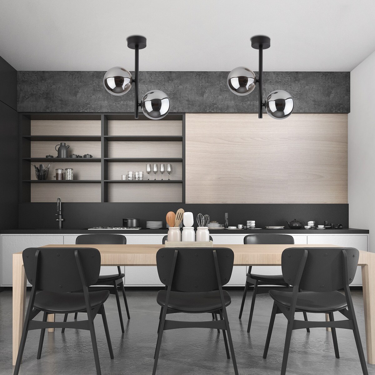 Nowoczesna lampa sufitowa TK Lighting ESTERA BLACK 6706 czarna 2xG9 szklany klosz 27 cm