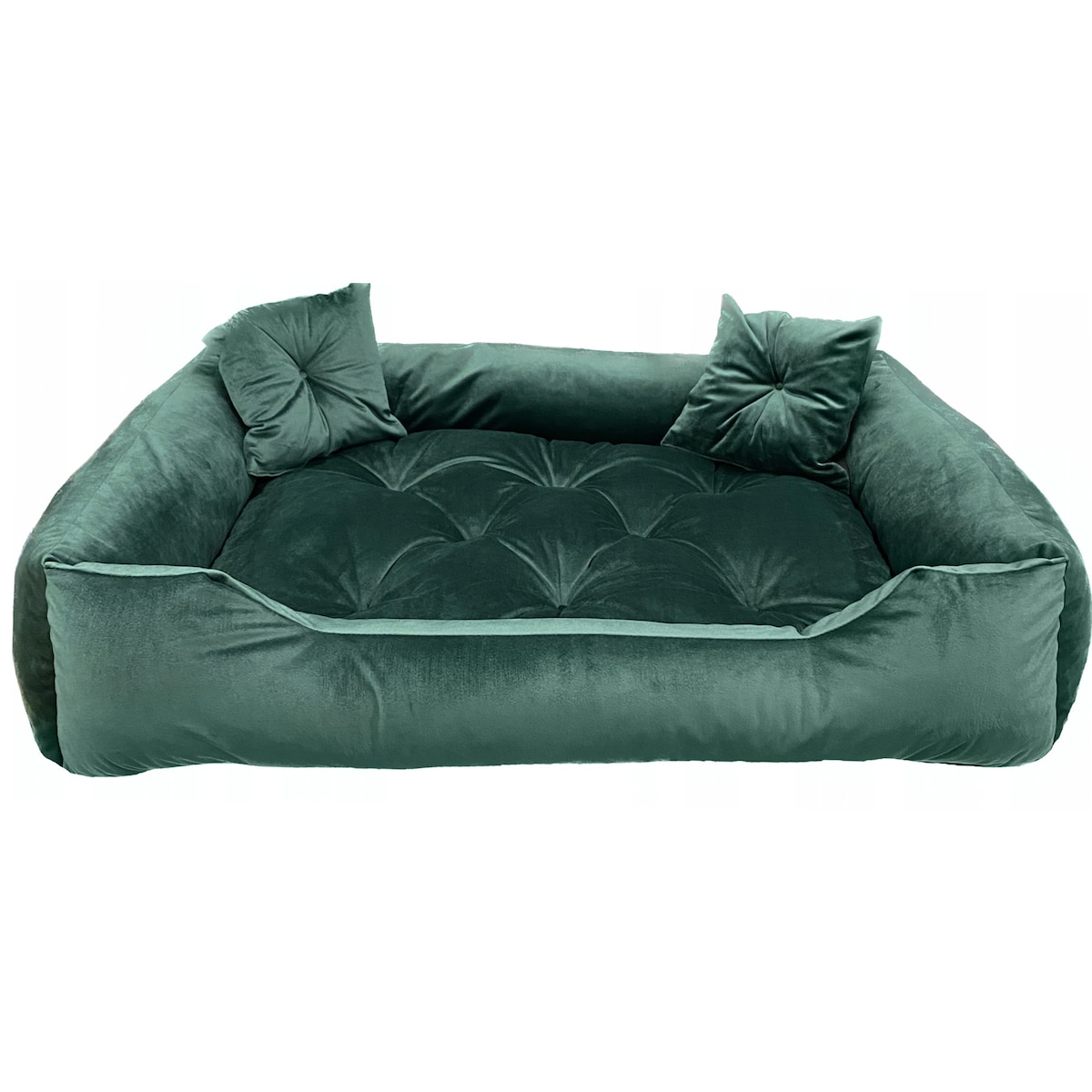 Legowisko Dla Psa Kanapa Posłanie Welurowe 90X75 Cm Pikowane Prestiżowe Zielone