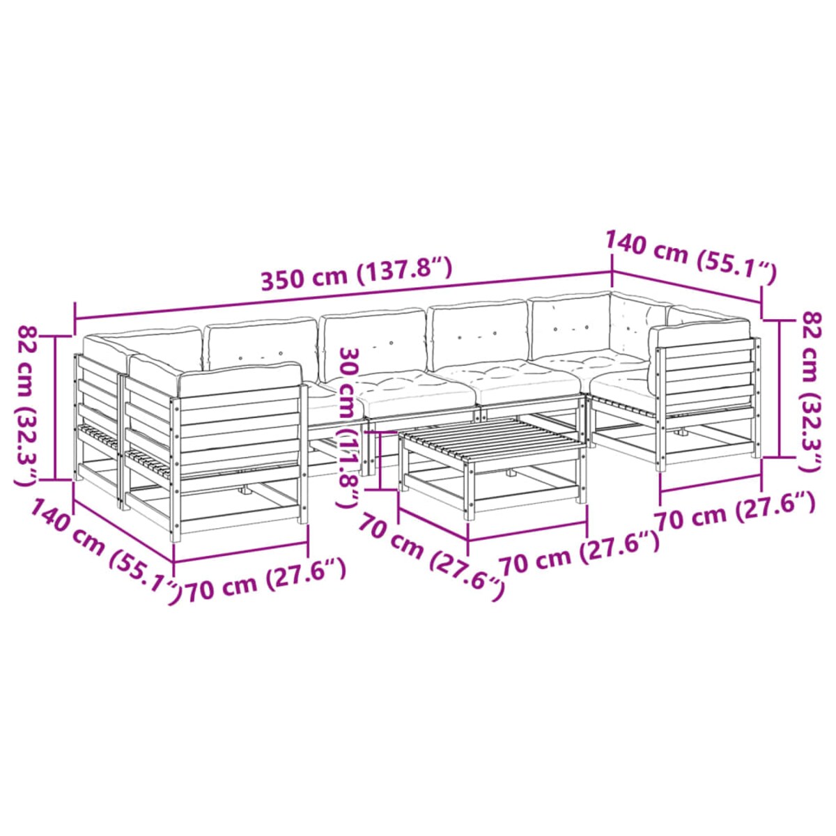 vidaXL 8-cz. zestaw wypoczynkowy do ogrodu, z poduszkami, woskowy brąz