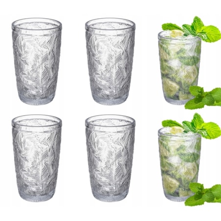 SZKLANKA WYSOKA do wody soki napoje drinki letnie 6x 390 ml szkło wzorek