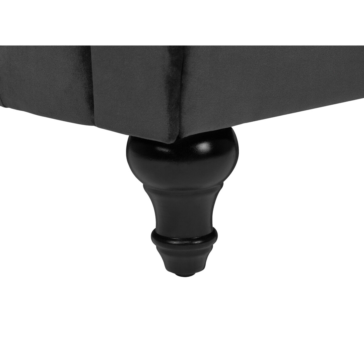 Sofa 3-osobowa welurowa czarna CHESTERFIELD