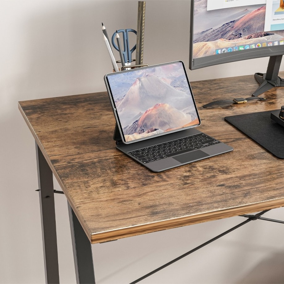 Biurko Komputerowe Loft Industrialne Szkolne Rustykalny Brąz Retro 100 Cm