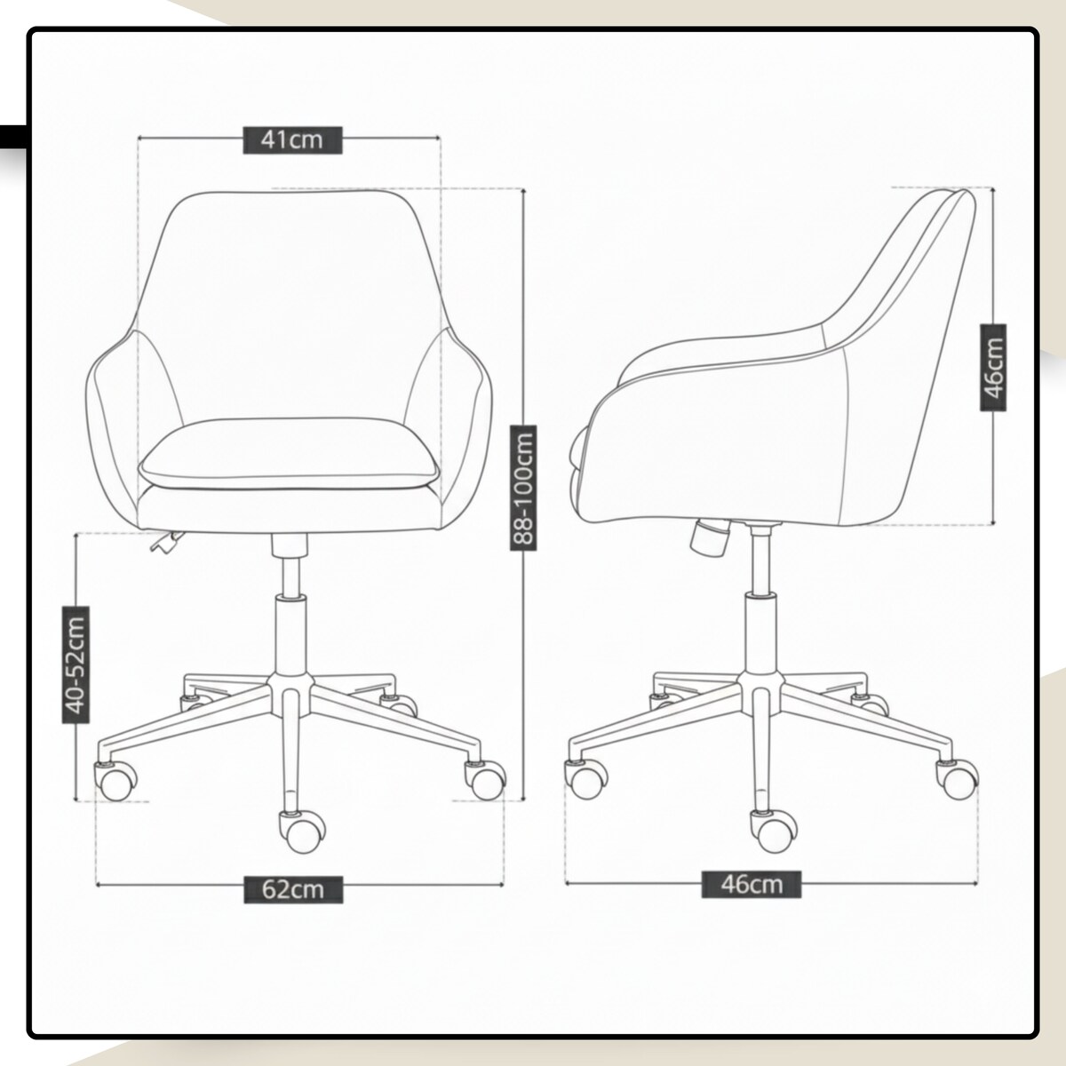 Krzesło biurowe fotel obrotowy welurowy regulowany beżowy