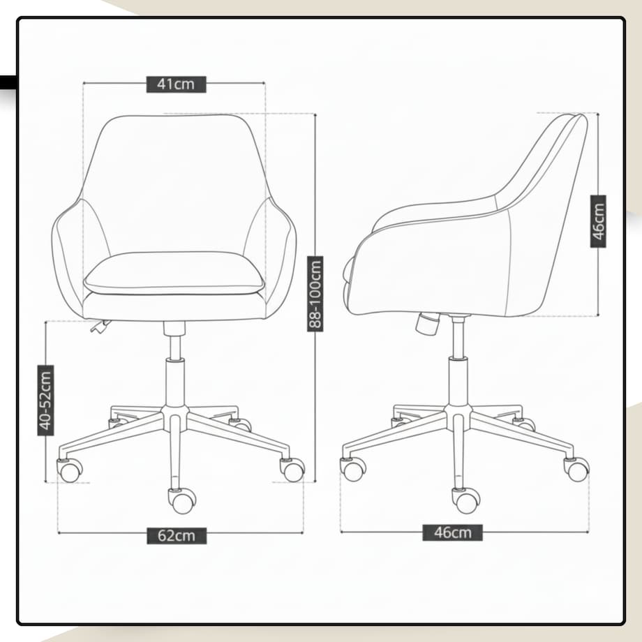 Krzesło biurowe fotel obrotowy welurowy regulowany beżowy