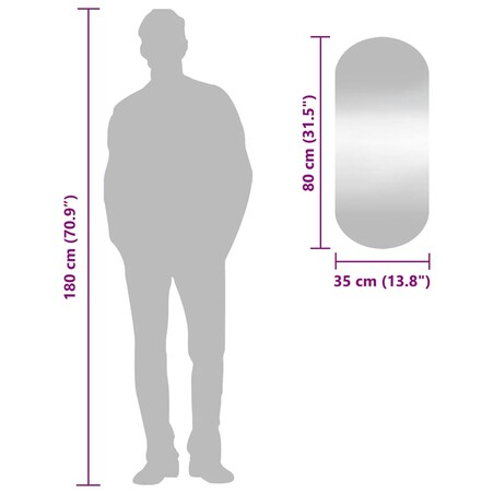 vidaXL Lustro ścienne, 35x80 cm, szklane, owalne