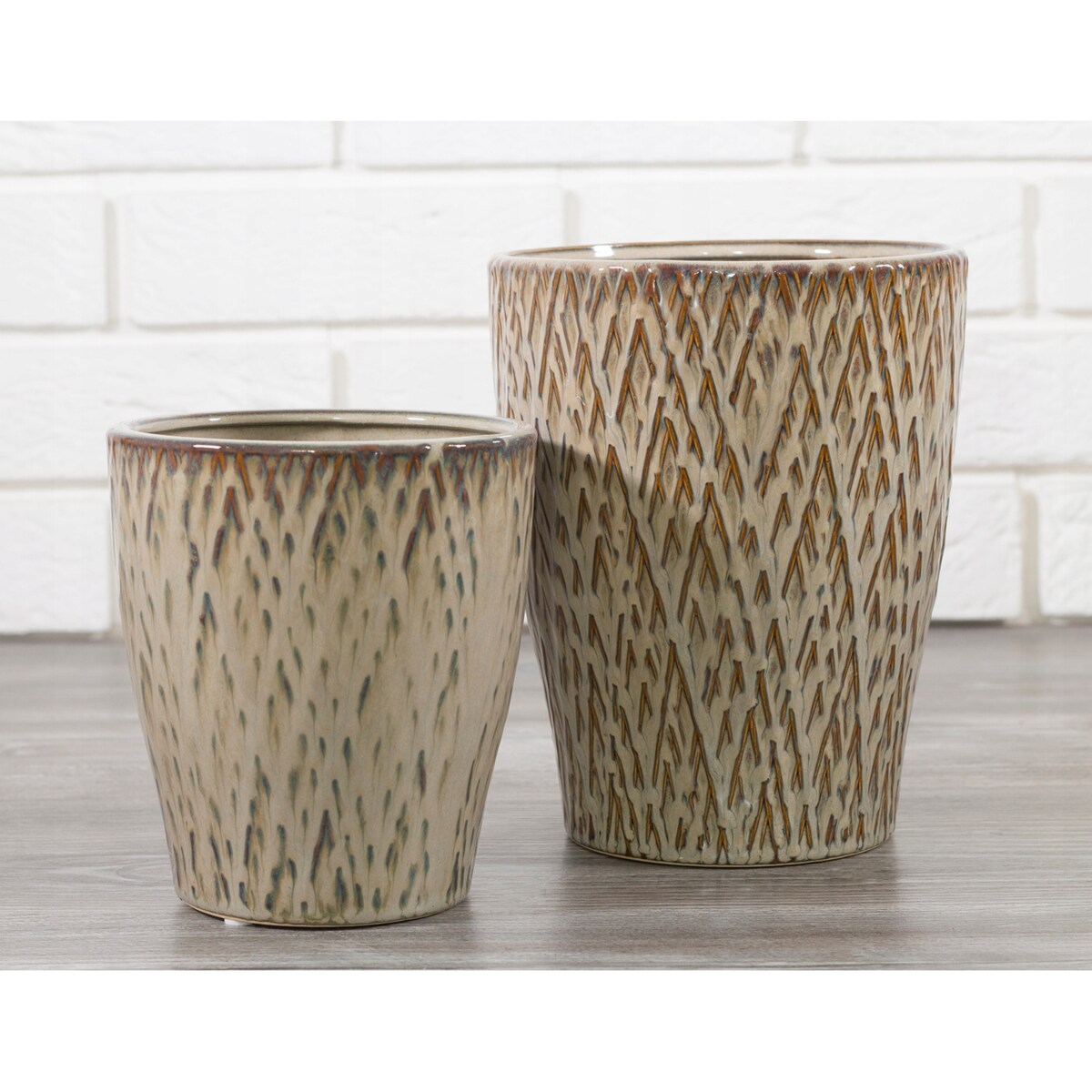 2 szt. DONICA LIV brązowa CERAMICZNA