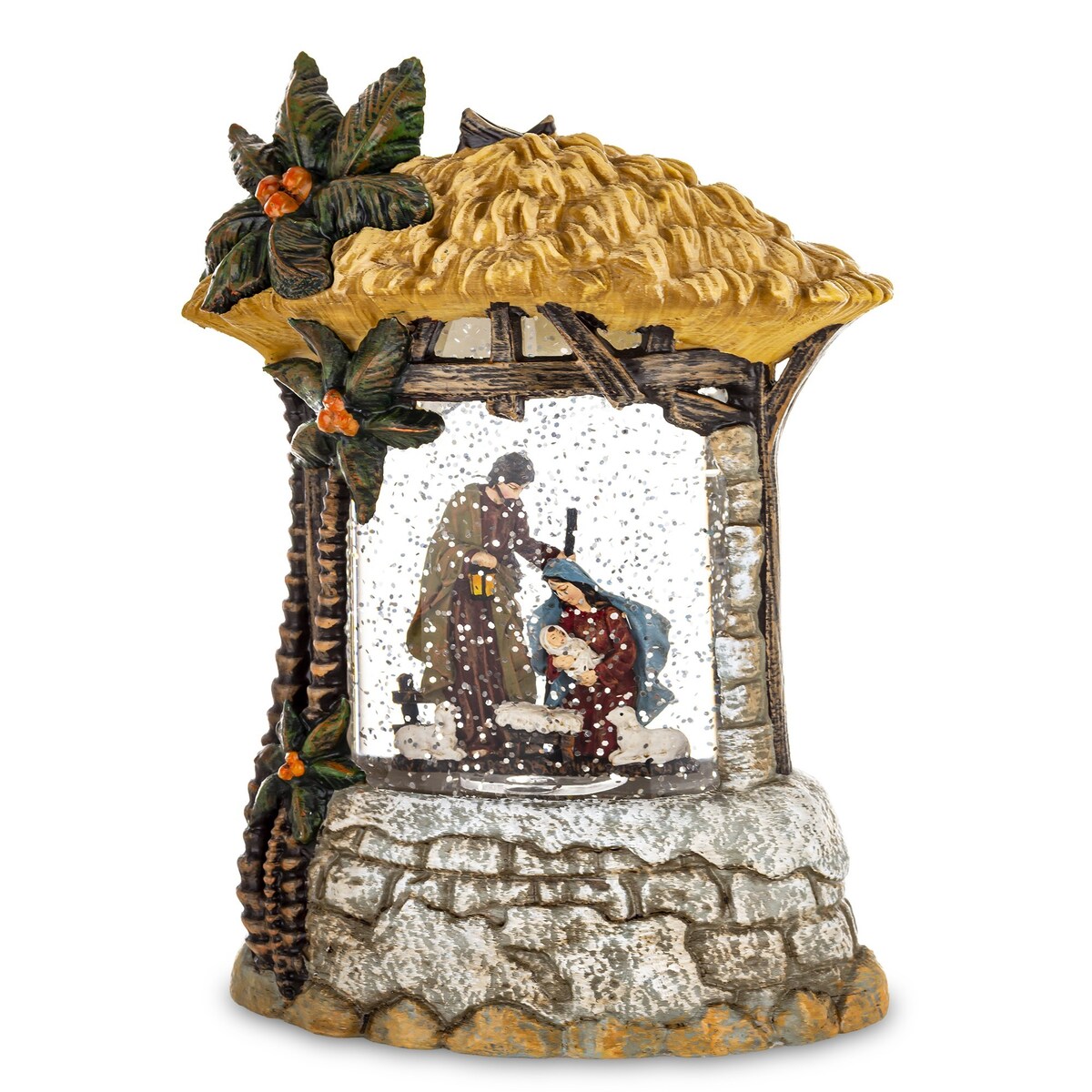 Dekoracja świąteczna LED i pozytywka - szopka w kuli 20x15x8 cm GORDALINA-2