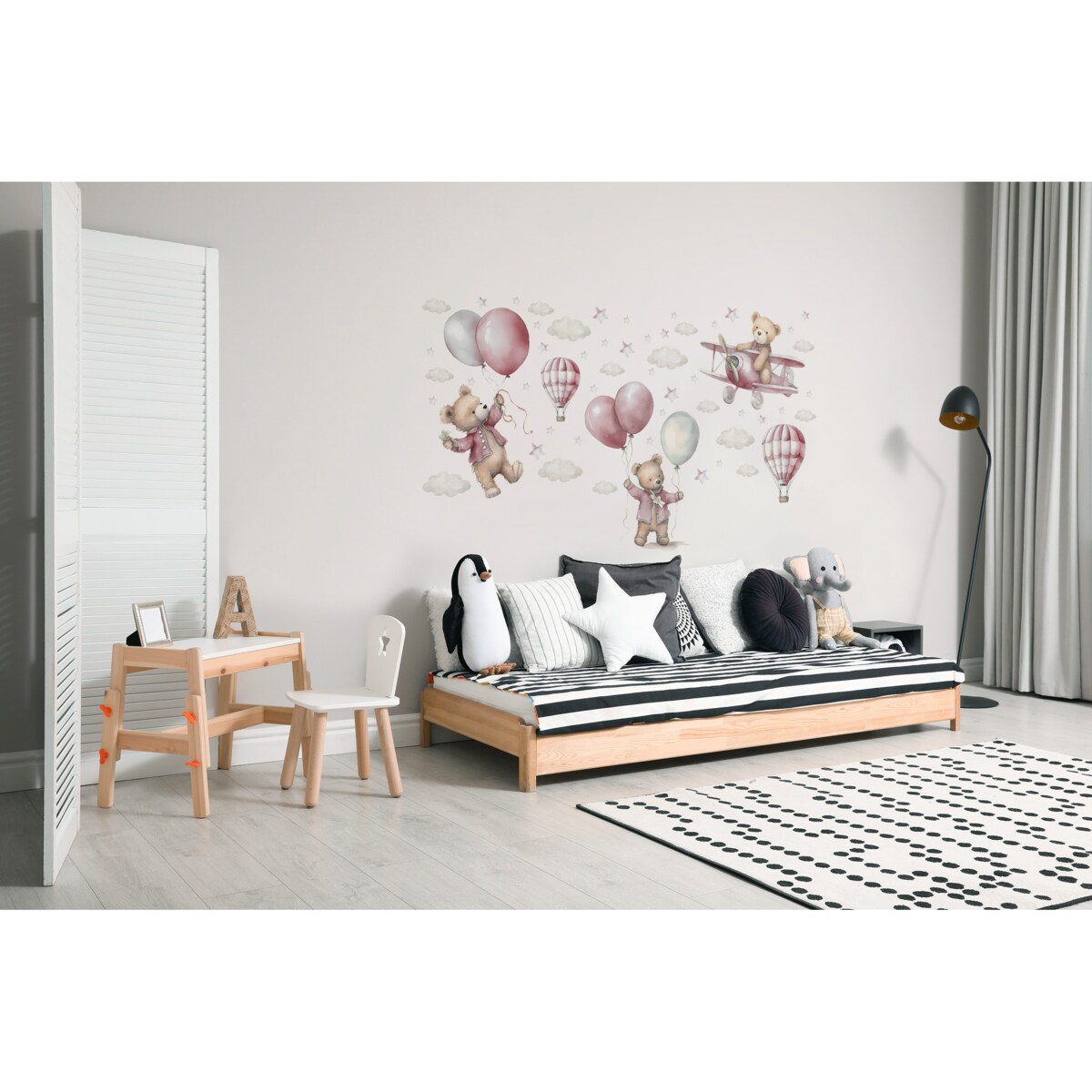 Naklejki Dla Dzieci Misie Z Balonami W Stylu Boho ZESTAW