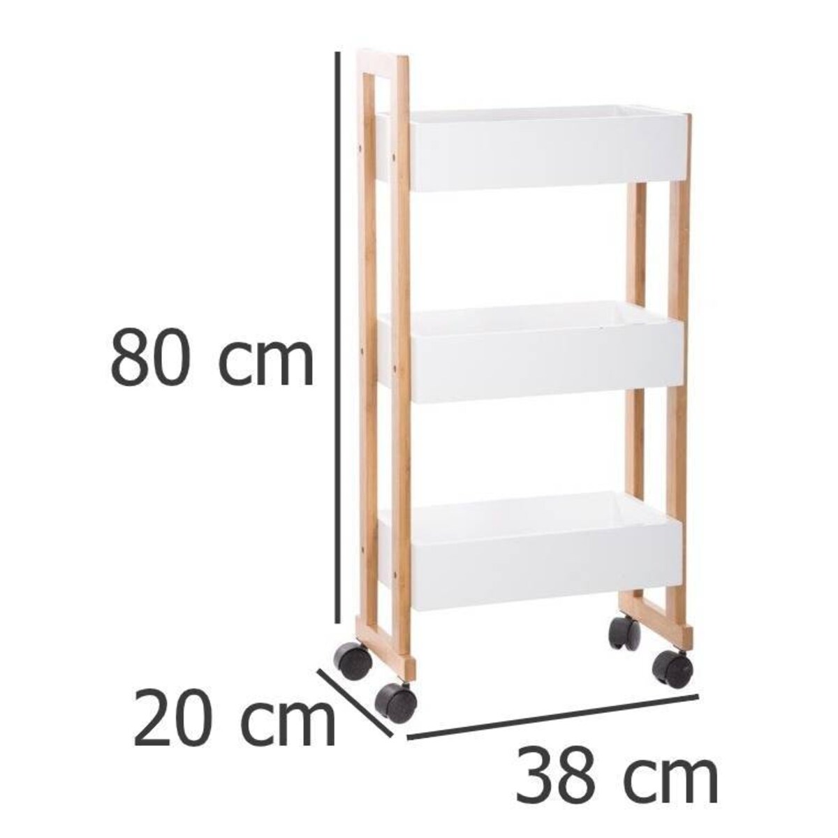 Wózek łazienkowy BAMBOO, szafka bambusowa - 3 poziomy