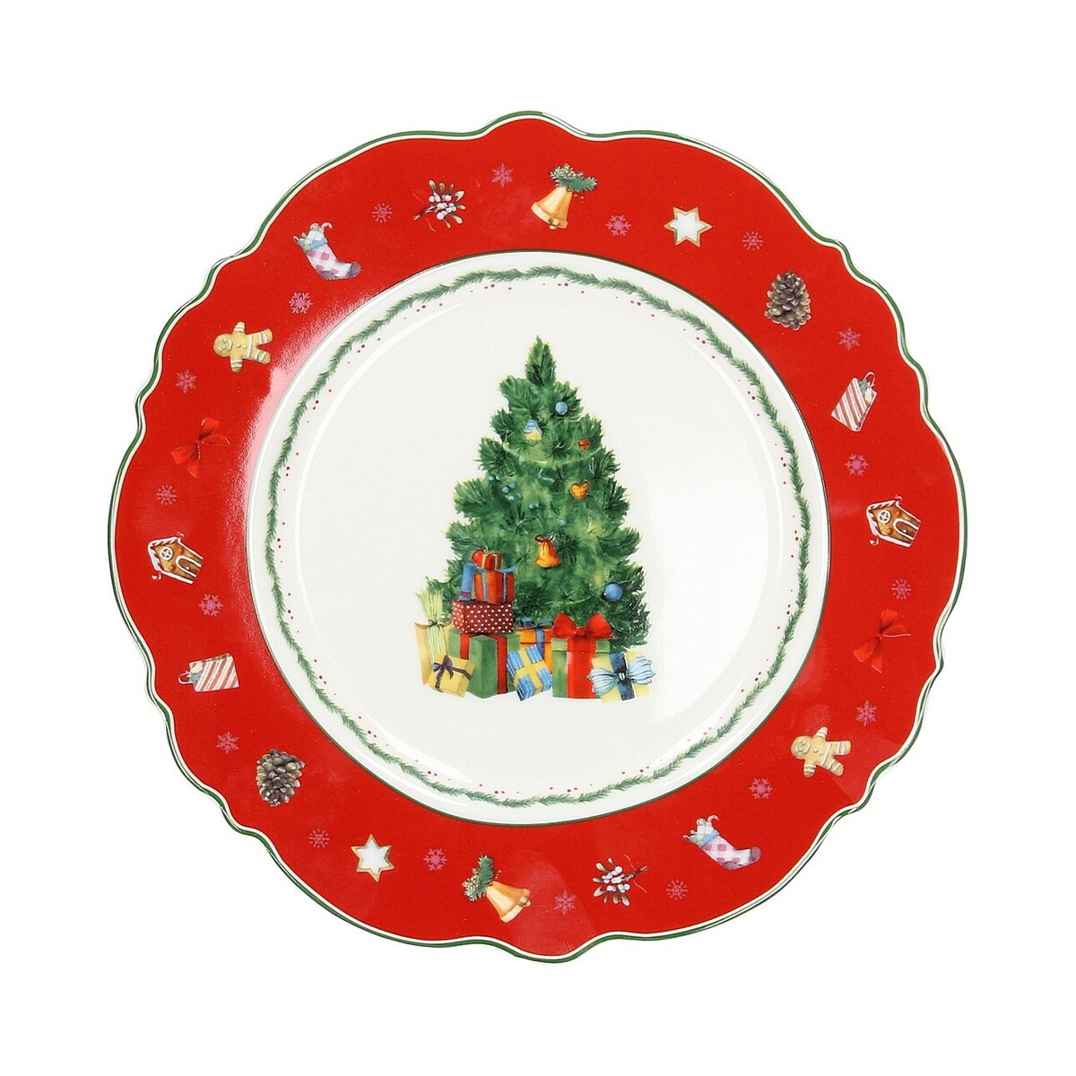 Talerz deserowy Festive Tree ⌀21 cm boże narodzenie, święta, świąteczne, czerwony, 21x2 cm