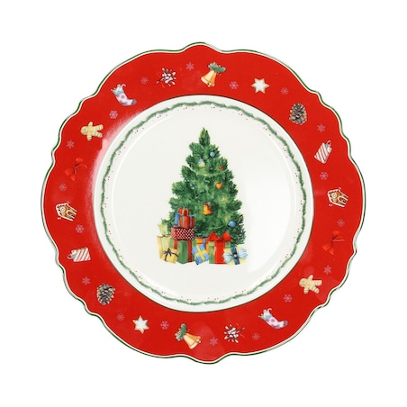 Talerz deserowy Festive Tree ⌀21 cm boże narodzenie, święta, świąteczne, czerwony, 21x2 cm