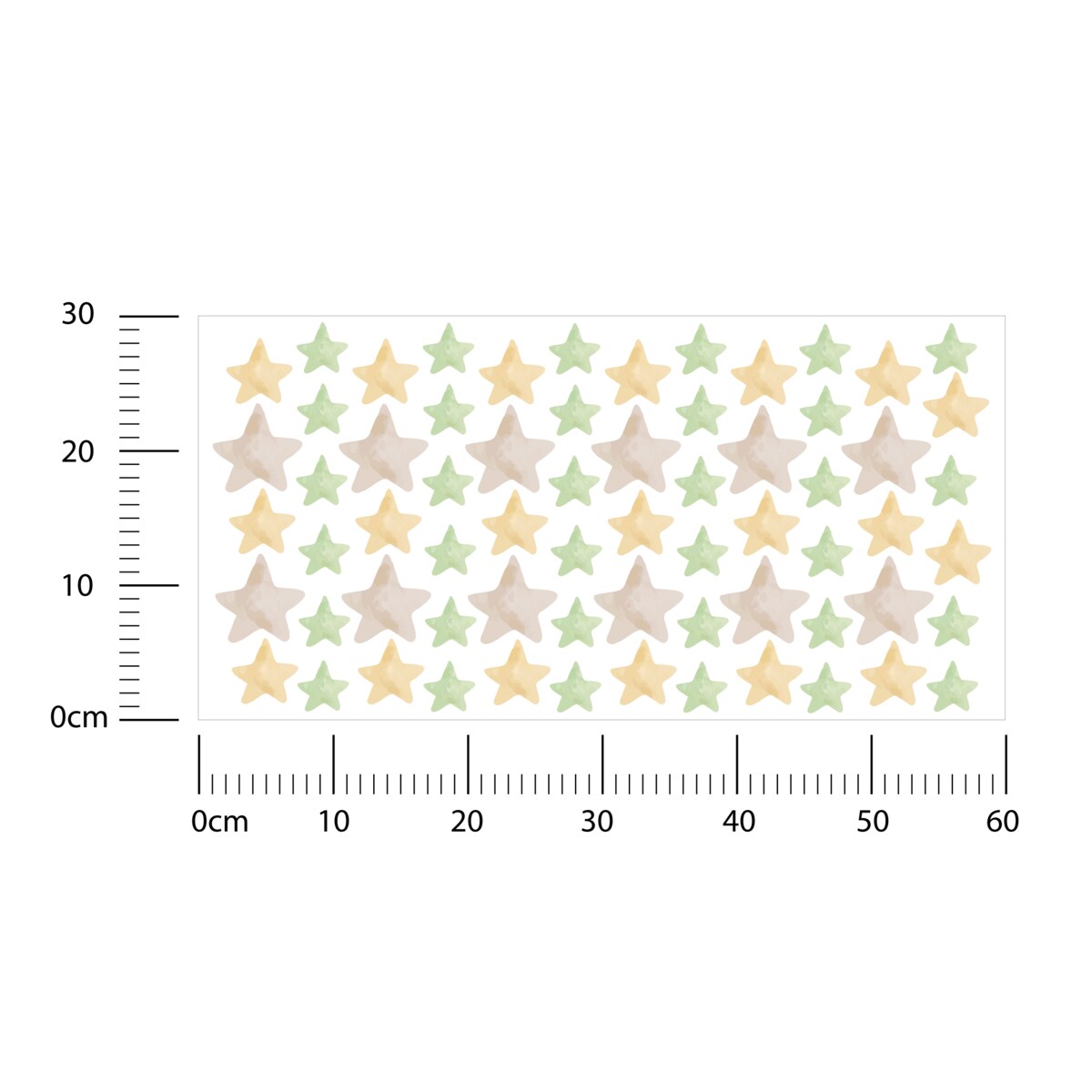 Naklejki Ścienne Do Pokoju Dziecięcego Akwarelowe GWIAZDY Styl Boho ZESTAW 60x30cm