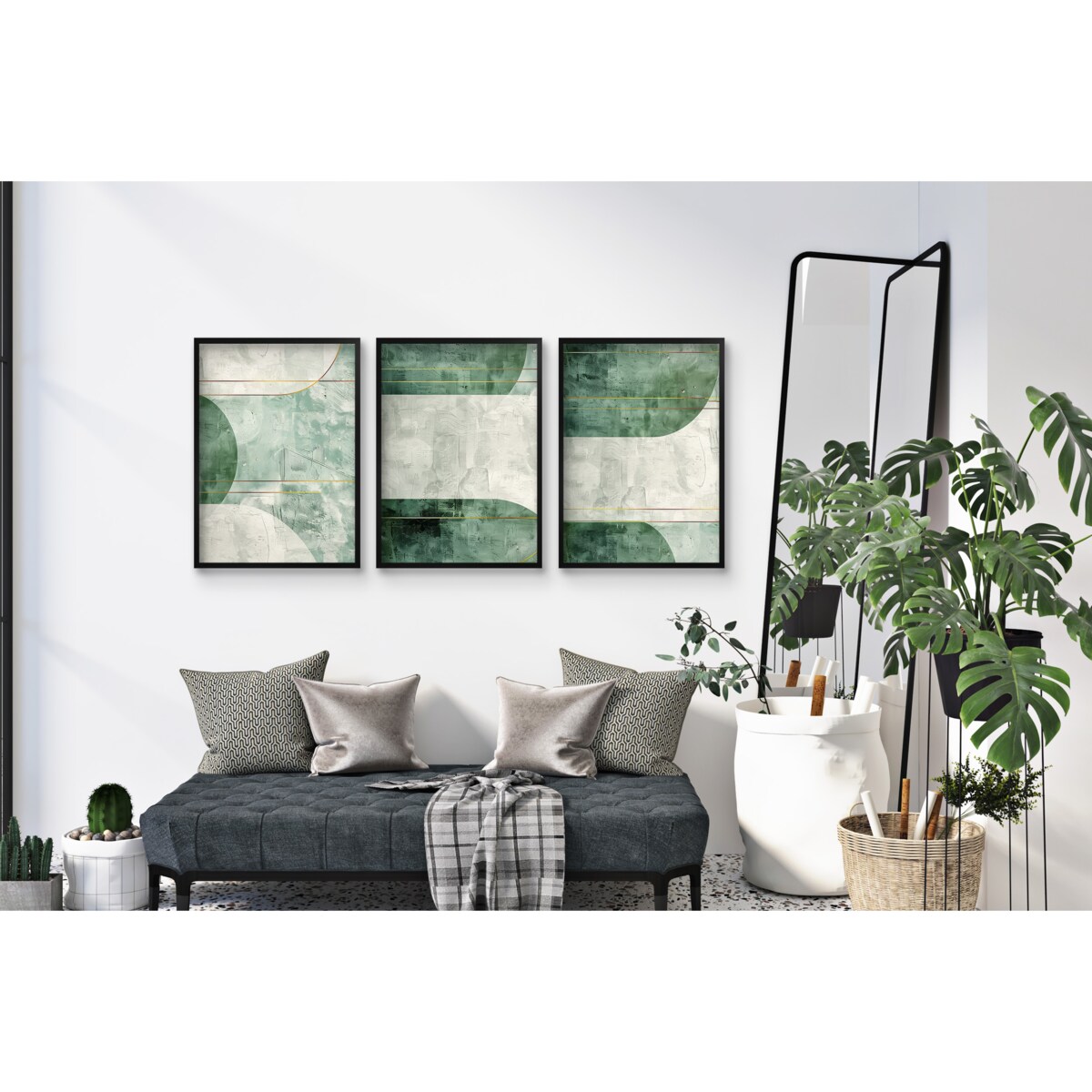 Nowoczesne Obrazy Plakaty na ścianę ścienne Zielona Abstrakcja Złoto