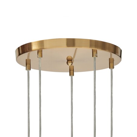 Lampa wisząca szklana 5-punktowa przezroczysta z mosiężnym RALFES