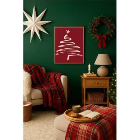 Poster Story, Plakat, Obraz - Choinka na Czerwonym Tle, wymiary 70 x 100 cm