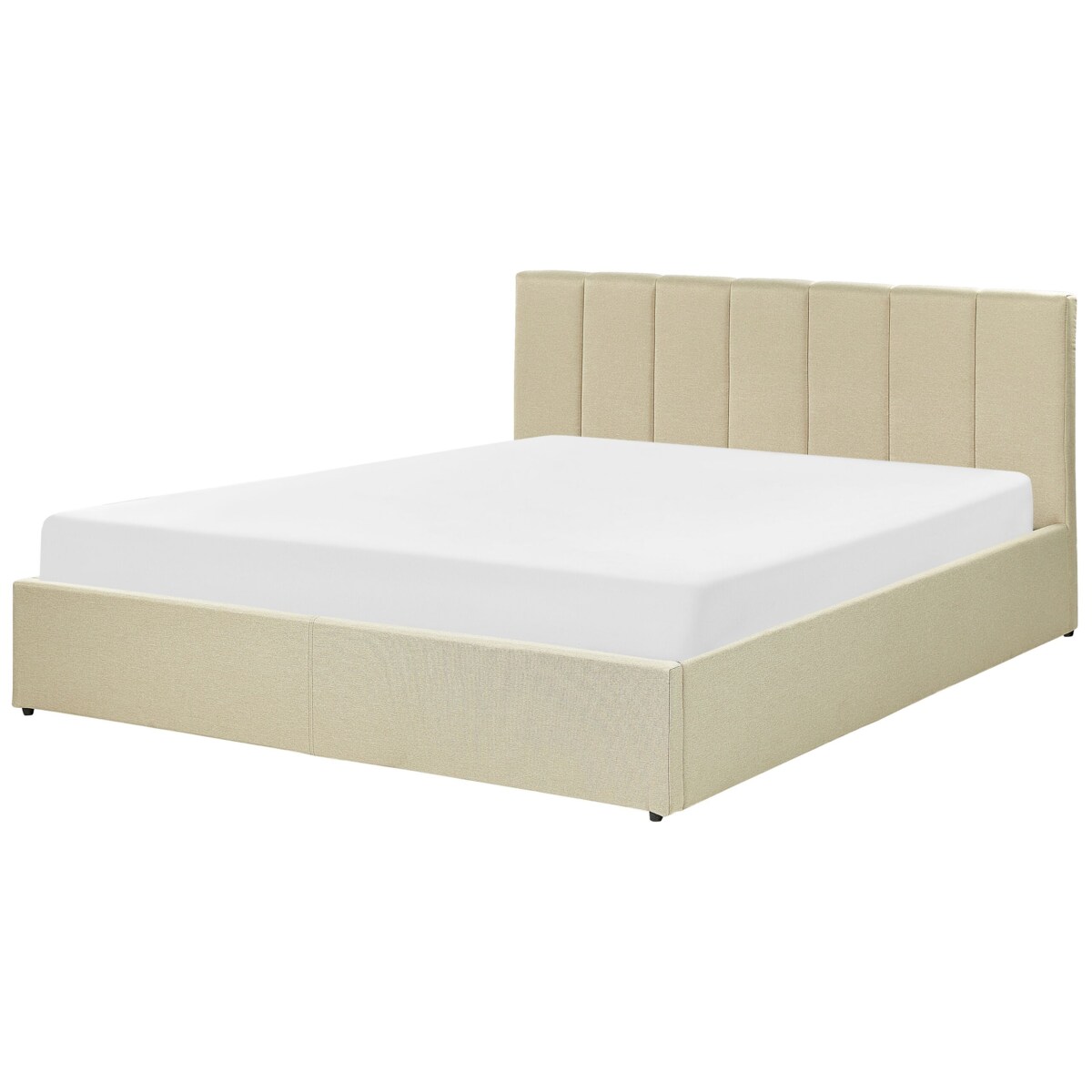 Łóżko z pojemnikiem tapicerowane 160 x 200 cm beżowe DREUX
