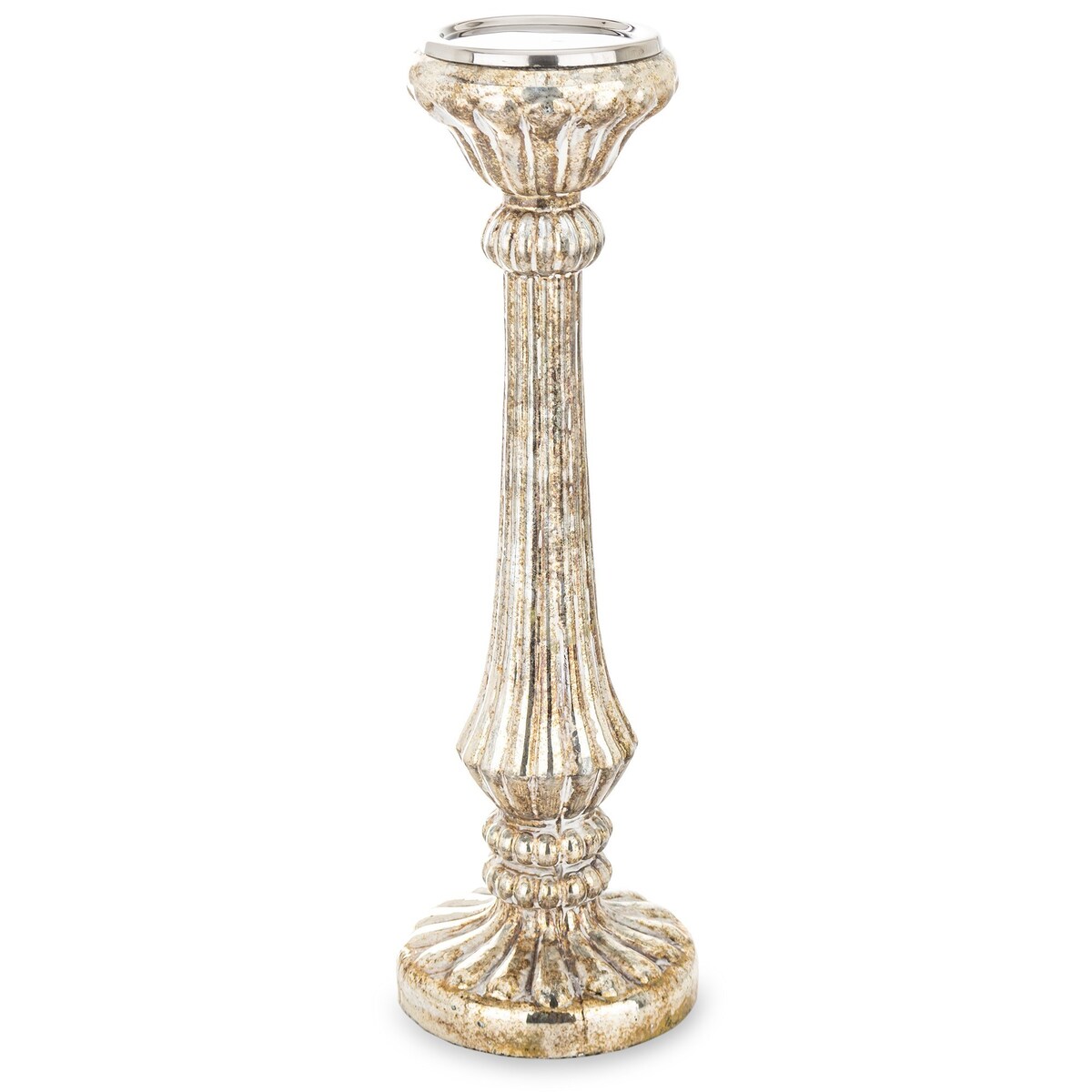 Świecznik szklany kolumnowy 52,5x16,5x16,5 cm COLONNA białozłoty