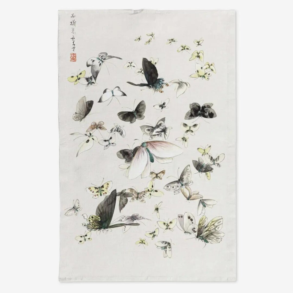 Lniany ręcznik kuchenny - motyle 2