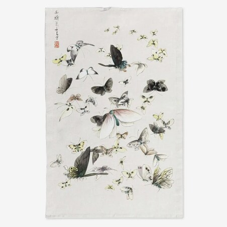 Lniany ręcznik kuchenny - motyle 2