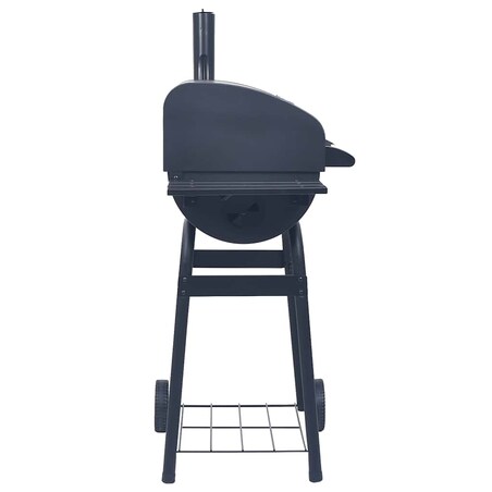 vidaXL Grill ogrodowy z wędzarnią i dolną półką, czarny