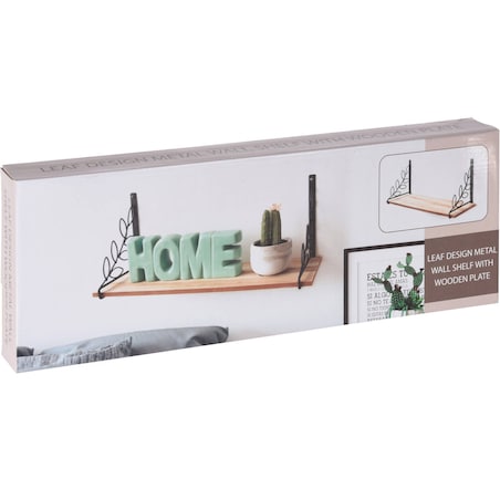 Półka na ścianę ozdobna, metalowe uchwyty w formie gałązek, 38 x 16 x 12,7 cm